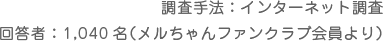 調査手法：インターネット調査回答者：1,040名（メルちゃんファンクラブ会員より）